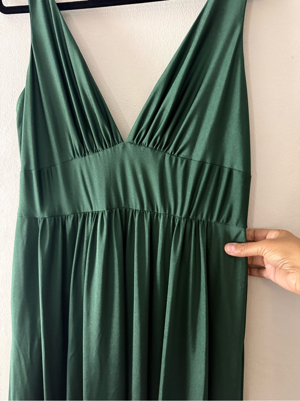 La Femme Deep Teal V-Neck Maxi Gown with Side Slit - Size 14 - Picture 6 of 12